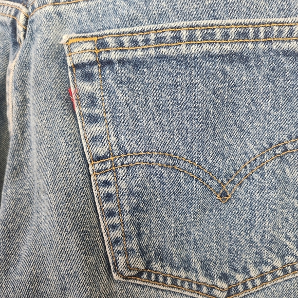 Vintage 90s Levis 535 Dark Wash Relaxed Fit Tapered Leg Jeans 1990s Mens Size 34 - Picture 5 of 11